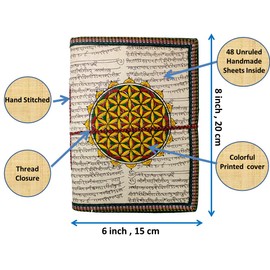 Purpledip Handmade Paper Journal Flower Of Life: Vintage Diary Notebook With Thread Closure, 8 * 6 Inches (12761)