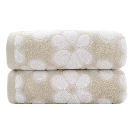 Pidada Hand Towels Set of 2 Floral Pattern 100% Cotton Soft Absorbent Decorative Towel for Bathroom (Brown)