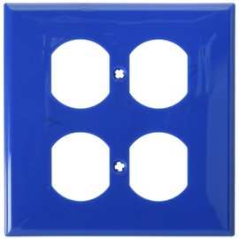 Leviton 2-Gang 2-Duplex, Receptacle Wallplate, Standard Size, Thermoplastic Nylon, Device Mount, 80716-BU, Blue