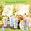 Funnymoom 12 Sets Easter Plastic Cups with Lids and Straws