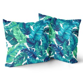 Sweetshow Tropical Leaves Pillow Covers 20x20 Inch Summer Decorative Green Palm Leaf Throw Pillow Covers Set of 2 Soft Cotton Pillow Case Square Cushion Covers for Home Couch Sofa Patio Bedroom