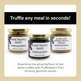 Truffletopia | Truffle Sauce Trio | Black White and Olive Spread with Real Truffles | Best Gourmet Pasta or Pizza Sauce | Better than Truffle Oil | Gluten Free, Non-GMO| Gift Set Sampler | 3 Sauces
