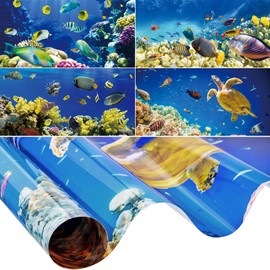 Amylove 4 Pcs Fluorescent Light Covers Classroom Ceiling Panels Light Filters with Backlit Film Material for Office School, 4 x 2 Feet(Novel Color,Ocean)