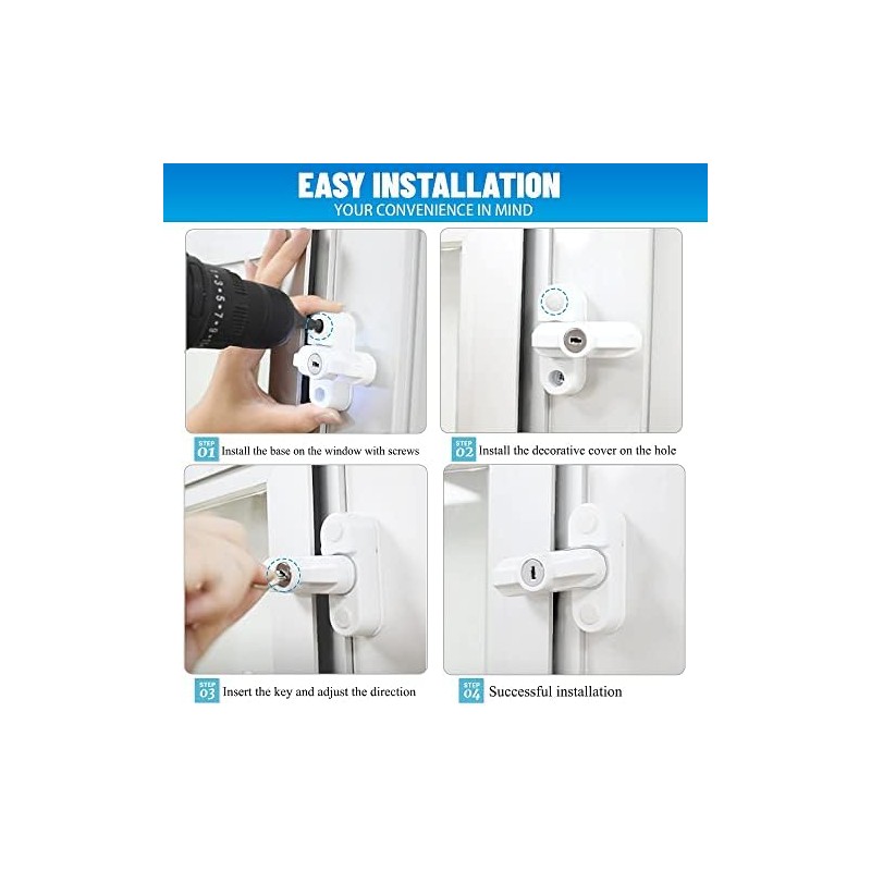 Window Sash Jammer Locks Set 2 PCS Window Locks and