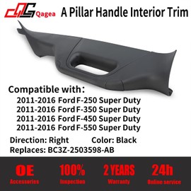 Qagea A Pillar Grab Handle Interior Trim Passenger Right Side Replacement for 2011-2016 Ford F250 F350 F450 F550 Super Duty Replace BC3Z-2503598-AB BC3Z2503598AB(Right, Black)
