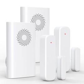 Wireless Door Sensor Chime, Door Open Alarm When Entry Business/Office/Store (500ft Range 51 Ringer Adjustable Volume) Home Alert Bell for Kid/Toddler Safety, 2 Receivers +2 Sensors