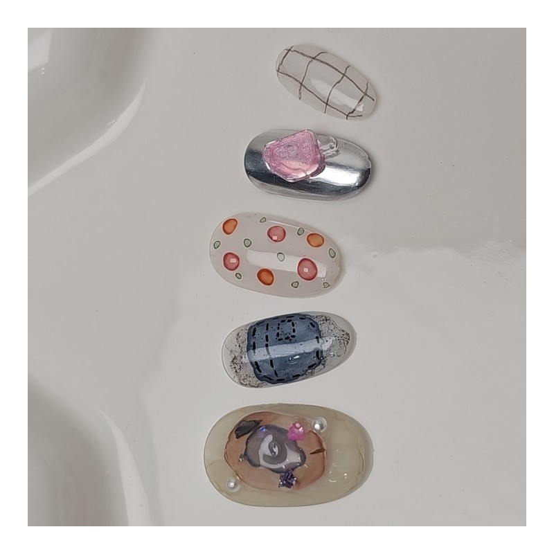 Autumn mood [Handmade nail tips] Emily Nail - Medium Square