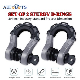 AUTOBOTS D Ring Shackles Heavy Duty(2 Pack) 68,000 lbs Capacity, Stronger Than 3/4" D Shackle, with 7/8" Screw Pin, for Tow Strap Winch Off Road Accessory Vehicle Recovery Gray