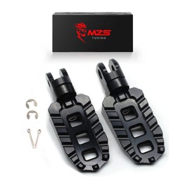 MZS Motorcycle Foot Pegs, Front Adventure Bike Footpeg Ridier Serrated Footrests Foot Pedal Black CNC Compatible with V-Strom 650 DL650 XT 07-23 / Vstrom 1000 10-19 / V-storm 1050 20-23 / DL250 17-21