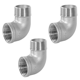 Stainless Steel 90 Degree Angle Connector, 3 Pieces 3/4 Inch Male x 3/4 Inch Female Stainless Steel 304 Elbow Connector Pipe Fitting for Water, Air, Sanitary