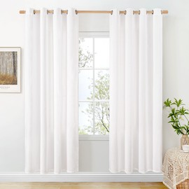 BGment White Linen Curtains for Living Room 78 Inches Long, Thick Semi Sheer Window Drapes with Grommet Light Filtering No See Through Privacy for Bedroom, 2 Panels Set, Each Panel 52 Inch Wide