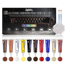 StinkBlitz Leder Reparatur Set, 10 Farben Kunstleder Reparaturset, Lederreparatur Creme, Leather Repair Kit, Leder Reparatursätze, Flüssigleder Reparatur Set für Autositze, Sofa