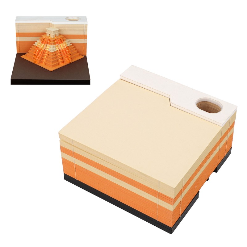 3D Pyramid Notepad LED Light 3D Paper Art Notepad Tear