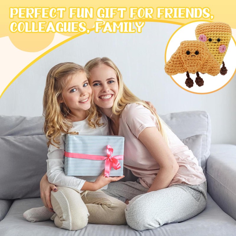 Crochet Kit, Beginner Pizza and Croissant Crochet Kit, Complete Amigurumi
