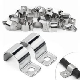 Pack of 25 Cable Clamps Metal Pipe Clamps 18 mm V2A Stainless Steel 304 Pipe Attachment Single Hole U Pipe Clamps Mounting Clamp for Diameter 17-18.5 mm Cable Flush-Mounted Water Pipes Installation