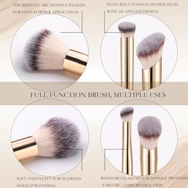 Pinceles corrector de base, juego de 3 brochas de maquillaje de contorno para líquido, polvo, bronceador, corrector, crema, blus, herramientas profesi