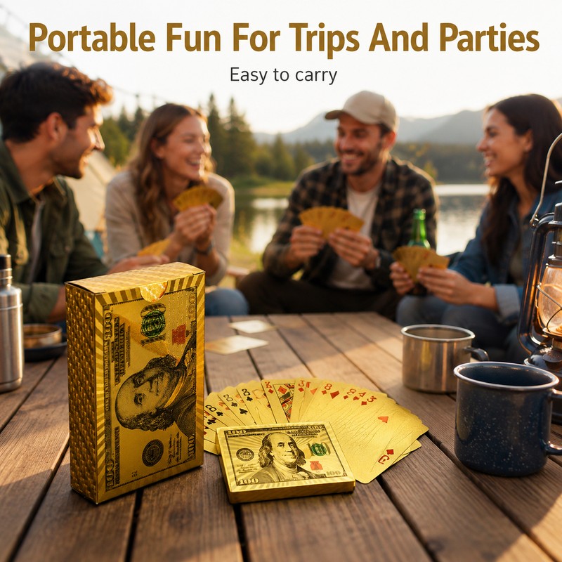 Golden Dollar-Style Waterproof Playing Cards – Flexible Plastic Poker Deck
