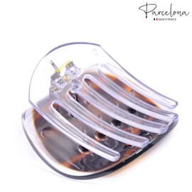 Parcelona France Onde Leopard Tortoise Shell Clear Celluloid Side Slide in Secure Grip Duck Fine Hair Claw for Yoga -2 3/4 Inch