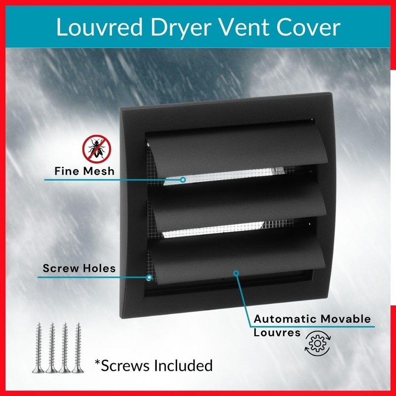 TURvent 4" Dryer Vent Cover Outside - ABS Plastic HVAC