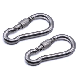 Pack of 2 - Carabiner snap hook with safety lock nut 316 A4 stainless steel marine grade non rust 50mm 60mm 70mm 80mm 100mm 120mm140mm (11mm x 120mm)