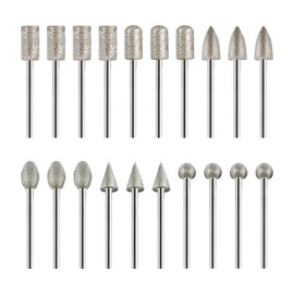 20-Piece Diamond Grinding Head Set, Diamond Burr Drill Bits, Emery Grinding Needles, Stone Engraving Set, Multi-shaped Grinding Tools, Suitable for Engraving and Polishing