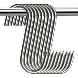 Meat Hooks 20Pcs,Premium Butcher's Hook,Stainless Steel Wall S-Shaped Hooks–for Hot and Cold Smoking,Stainless Steel Meat Hook, Chicken Hunting Smoking Ribs(13cm,Pack of 20) (20PACK Meat Hooks)