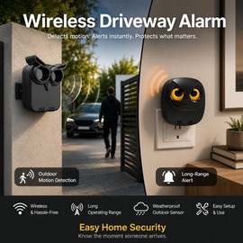 Wireless Driveway Alarm for Home Security – Waterproof Motion Sensor Alert for Garage Yard Gate
