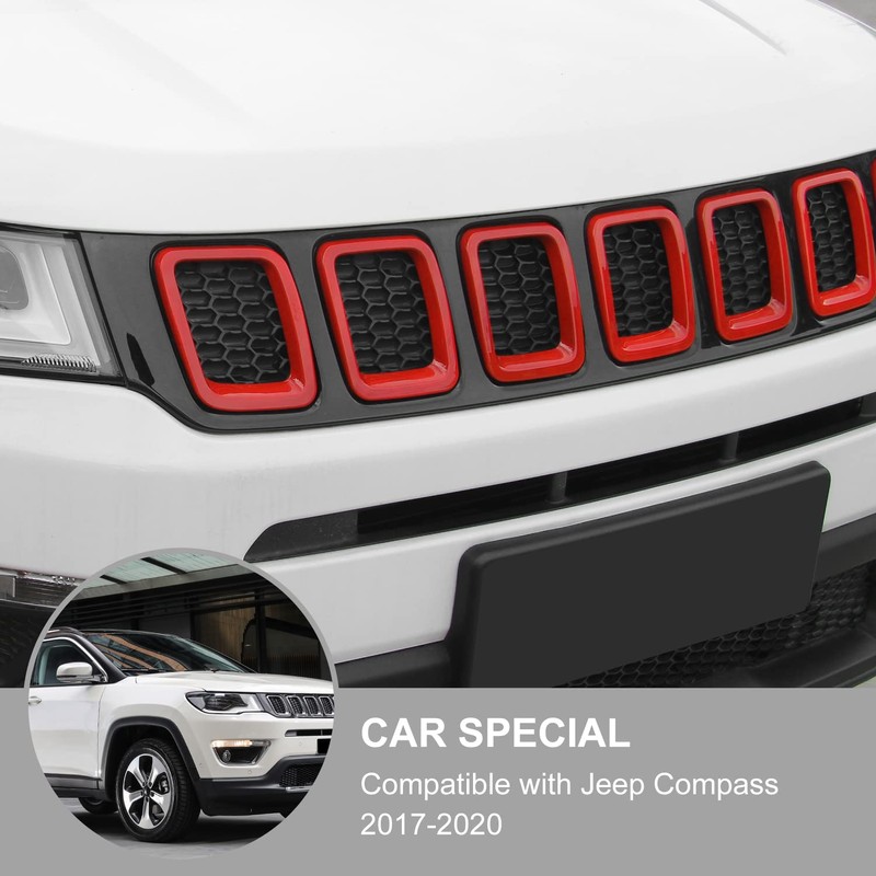 Grille Grill Cover Inserts Frame Trim Kit for Jeep Compass