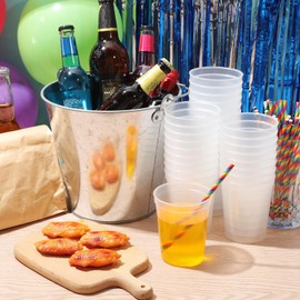 Yungyan 12 Pack 16oz Stadium Cups Reusable Plastic Cups Blank Drink Tumblers for Parties, Events, DIY Projects, 4.5 x 3.54 x 2.72 Inch (Clear)