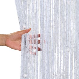 aotuo0608 Beaded Fly Curtains for Doors - Door Beads Curtain, Fly Screen Doorway Bead Curtain for Indoor Hanging Decoration and Room Divider (White)