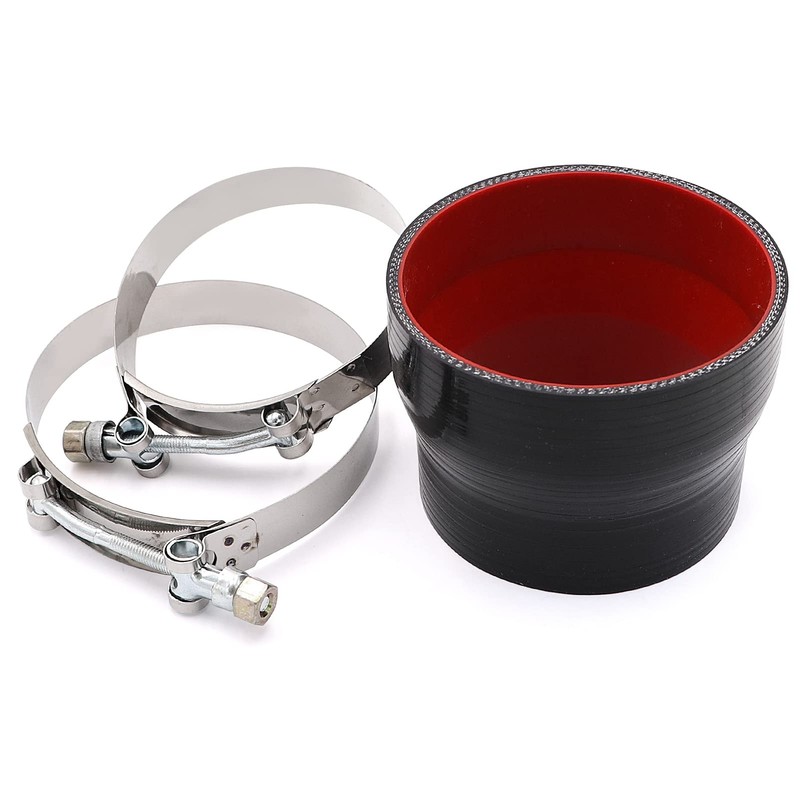 TuoLauthon 3-1/2 to 4 inches Straight Black Silicone Reducer Coupler