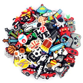Vaymzsuc 50pcs Pack Sports Shoe Charms for Boys Gibbets Accessories Pins for Teens Kids