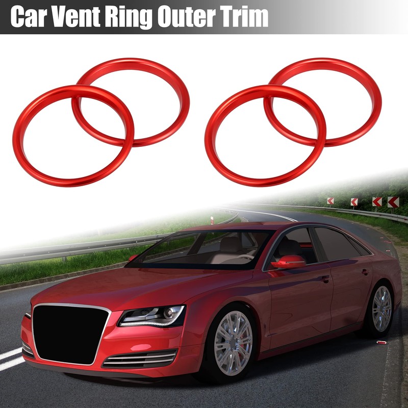 X AUTOHAUX 4 Pcs Red Car Air Conditioner Vent Ring
