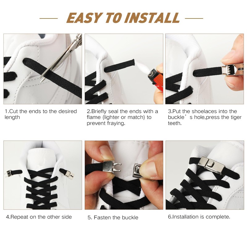 CCSOFTIME Elastic Shoelaces Without Tying for Children Adults, Flat Sneaker