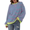 DUOEASE Pullover Women's Striped Oversize Pullover Long Sleeve Autumn Crew