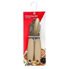 Frigidaire Stainless Steel Manual Can Opener with Soft Touch Handle, Oversized Handheld Easy Turn Knob (LIGHT TAUPE)