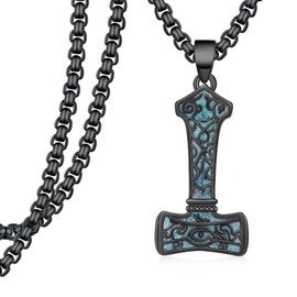 Thor's Hammer Necklace 925 Sterling Silver Viking Mjolnir Necklace Runes Amulet Jewelry Gifts for Men