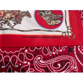 Hav-A-Hank Rodeo Cowboy Red Bandanna, 22x22, Made in USA, Giddy up cowfolk, Printed on one side