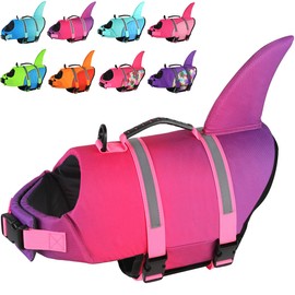 Doglay Dog Life Jacket, Ripstop Cute Shark Dog Life Vest with Superior Buoyancy and Rescue Handle, Adjustable Puppy Life Vests for Swimming Boating, Pet Flotation Vest for Small Medium Large Dogs
