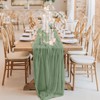 Pack of 2 Sage Green Cheesecloth Table Runner, Rustic Gauze