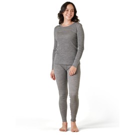 LAPASA Womens 100% Merino Wool Base Layer Set Lightweight Thermal Underwear Long John Top & Bottom Warm Cold Weather L58 X-Large 1. Lightweight Heather Gray 1 Set