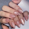 Pink Glitter Cat Eye False Nails - 24Pcs Almond Press