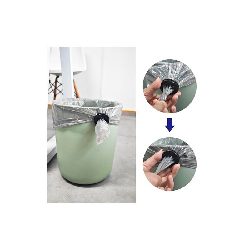 6 Pcs Black Trash Bag Holder - Reusable Trash Liner