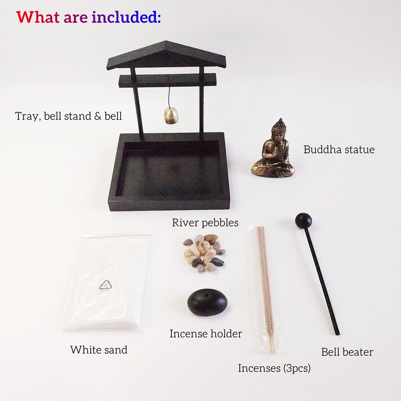 Japanese Miniature Zen Garden Set for Meditation, Home Decor or