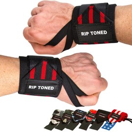 Rip Toned Wrist Wraps for Weightlifting – USPA & USAPL Approved 18" Wrist Straps for Powerlifting – Adjustable, Durable Gym Wraps with Thumb Loop – Quality Support for Men & Women – Red Flex