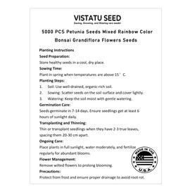 5000+ Petunia Seeds Grandiflora Flowers Mixed Rainbow Color for Bonsai Planting Home Garden House Plant Flower Seed Mix Color