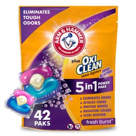 Arm & Hammer Plus OxiClean With Odor Blasters Laundry Detergent 5-IN-1 Power Paks, 42CT (Packaging may vary)