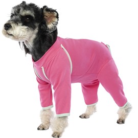 FUAMEY Dog Recovery Suit,Dog Onesie for Surgery Female Dog Spay Male Dog Neuter Suits-Dog Full Bodysuit Long Sleeve Prevent Licking Wounds Zipper Closure Dog Shedding Suit Jumpsuit Pajamas Rose M