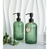 JASAI 18Oz Green Glass Soap Dispenser with Black Rust Proof
