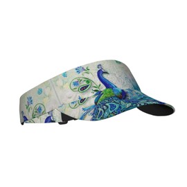 Cat Pattern Sport Sun Visor Hat Adjustable Empty Top Baseball Cap Outdoor Travel Beach Ball Caps for Women and Men, Peacocks and Flowers, One Size